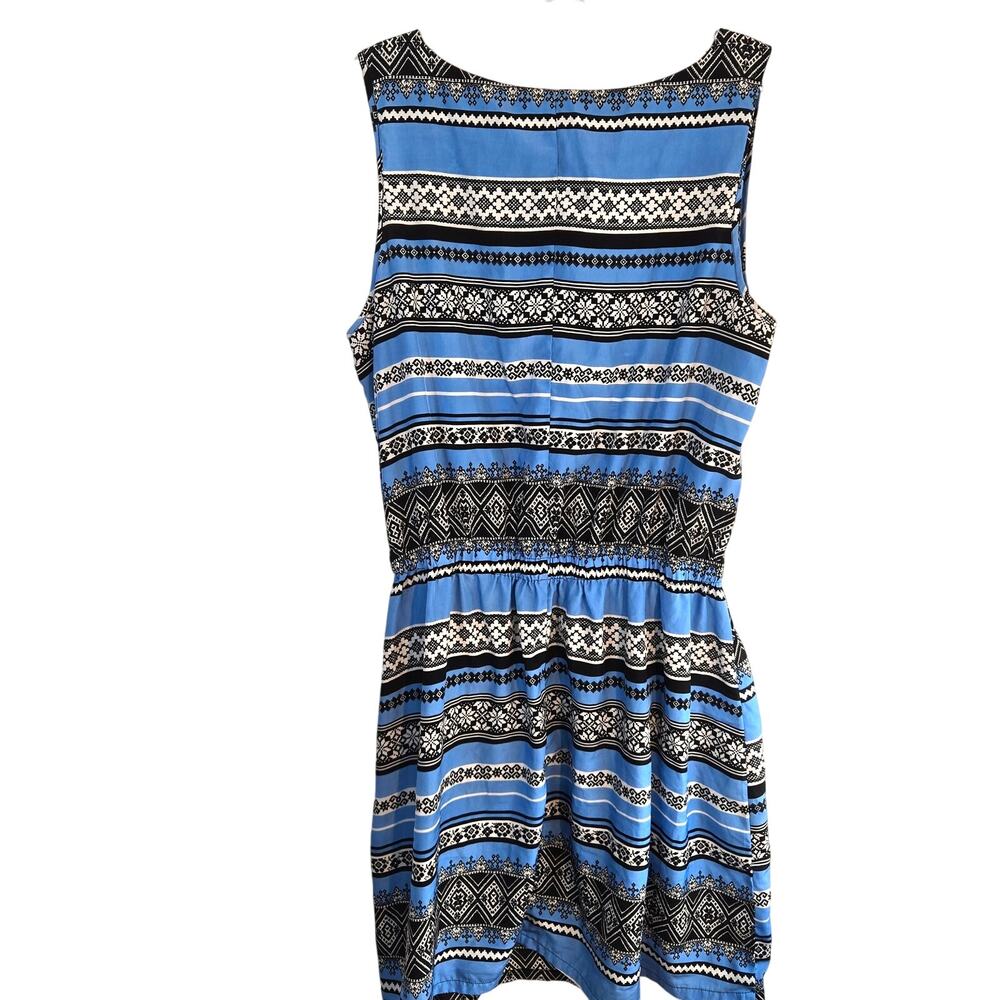 Feathers Women's Dress 1X Blue Black Short Sleeveless Sun Plus Size 14W 16W - Picture 5 of 6